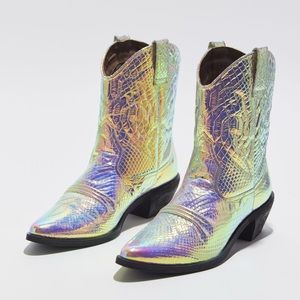 UO Fallen Reptile Cowboy Boot in Iridescent